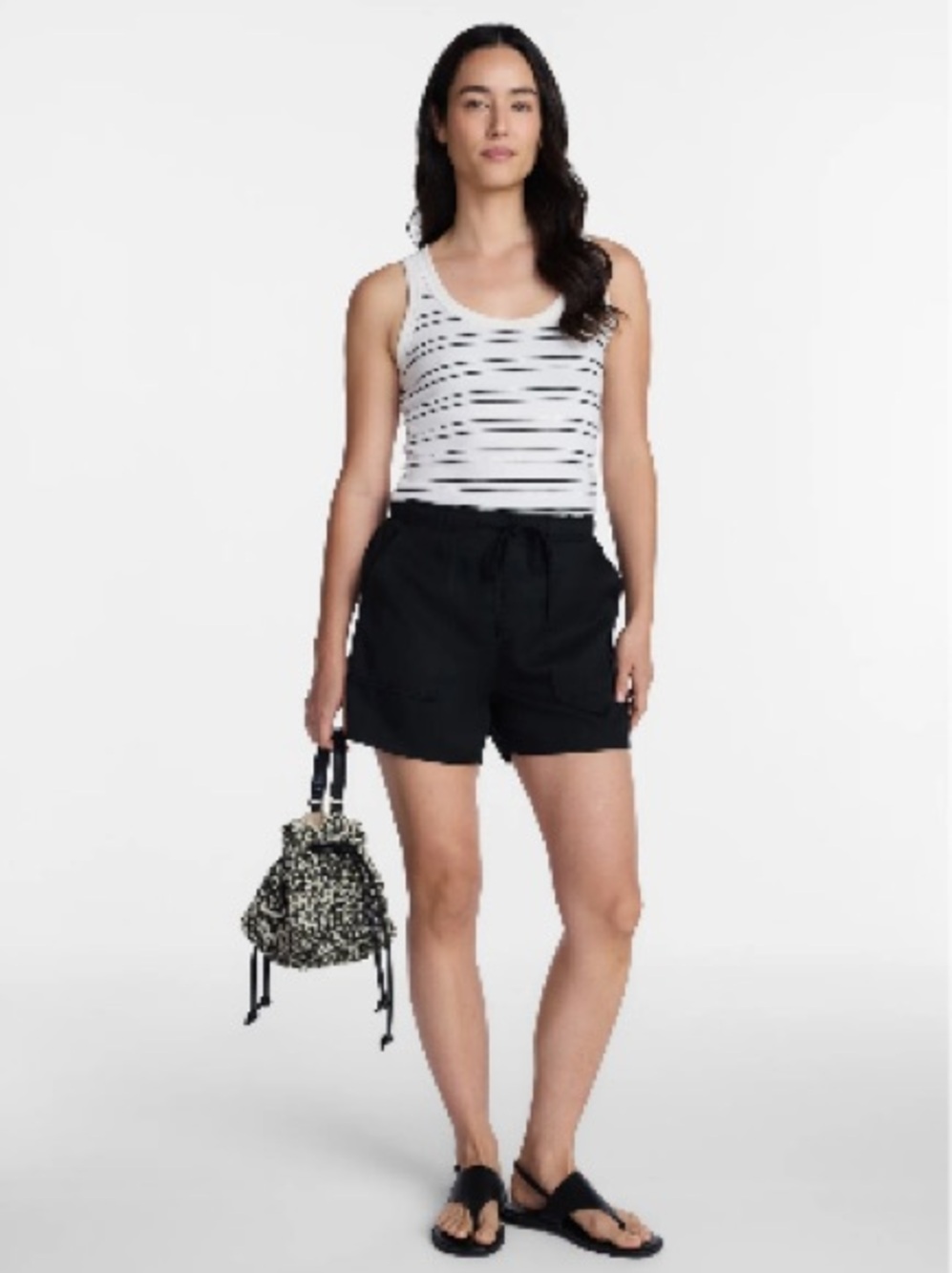 Time and Tru Black High-Waist Drawstring Shorts